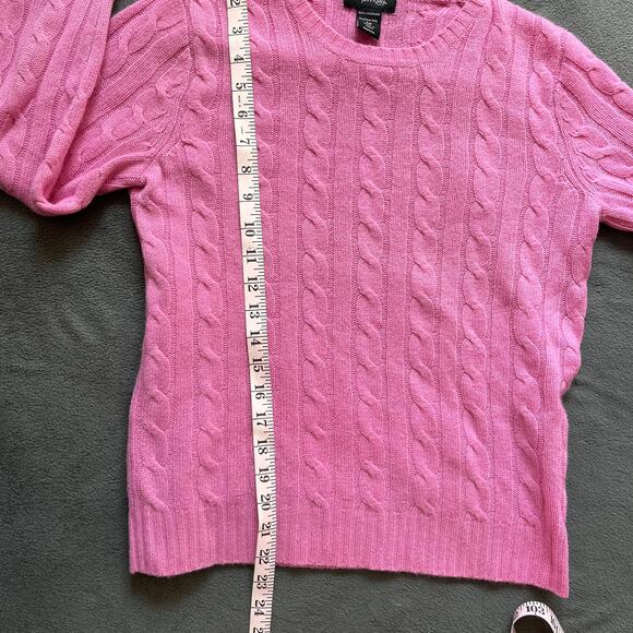 Taylor Marcs Cashmere Sweater Womens Medium Pink Cable Knit Crewneck Pullover - Picture 5 of 6